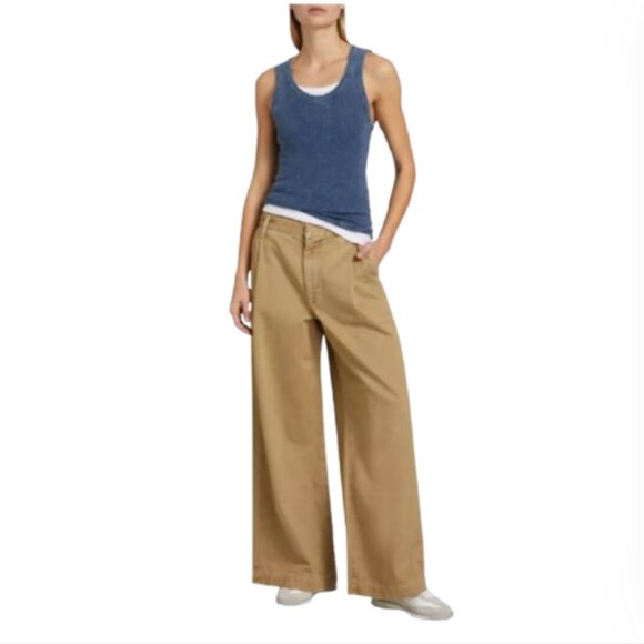 NWT Agolde Daryl Wide Leg Pants Womens 33 Khaki Beige High Rise Waist Cotton NEW - Picture 1 of 12
